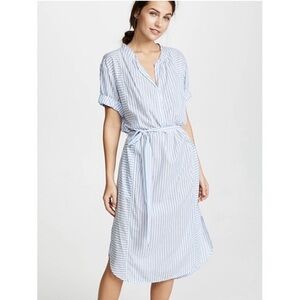 Xirena Chennedy Blue White Stripes Cotton Midi Coastal Shirt Dress size XS